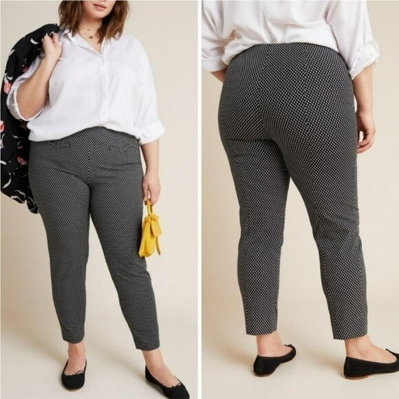 Anthropologie Pants - Anthropologie NEW The Essential Slim Black Dot Trouser Pants Womens SZ 14 Career